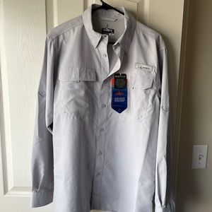 NEW HABIT GREY VENTED BUTTON DOWN FISHING SHIRT WITH TAGS